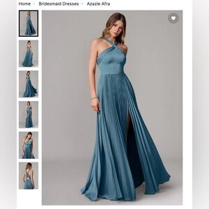 Azazie Blue Halter Maxi Dress